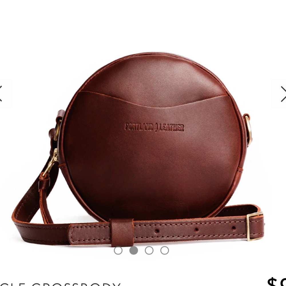 Portland Leather Round Crossbody Bag in Rich Brown